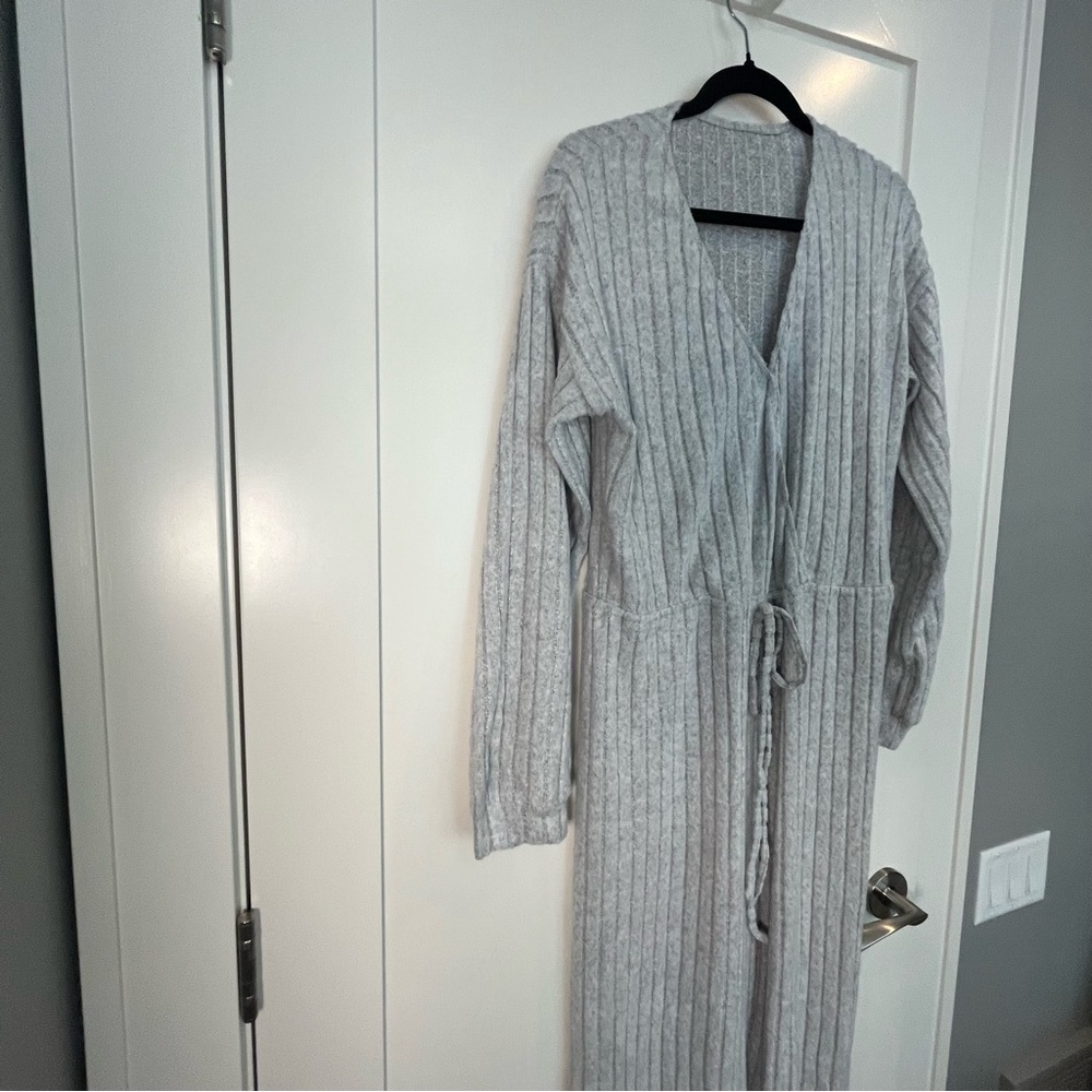 Silver Mist Ribbed Drawstring Jumpsuit - Picture 2 of 11